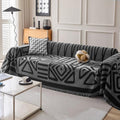 Boho Geometric Couch Covers for Sofa Pet Friendly Dark Grey and Black Sofa Covers Washable Chenille Couch Blanket Cover for 2 Cushion Couches Pet Protector Furniture Cover Soft (71" x 118" / T: Dark Grey)
