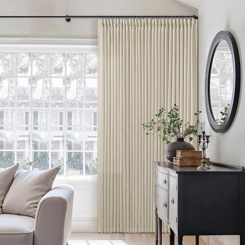 86 Inch Beige Flax Linen Curtains Pinch Pleated 2 Panels Set (Linen / 40"W x 86"L (Pack of 2))