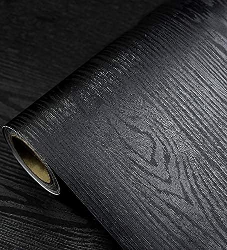 Black Wood Peel and Stick Wallpaper Wood Contact Paper 11.8" × 590" (11.8" x 590")