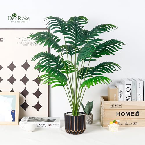 2 Pack 28" Fake Plants (28"- Areca Palm+Monstera)