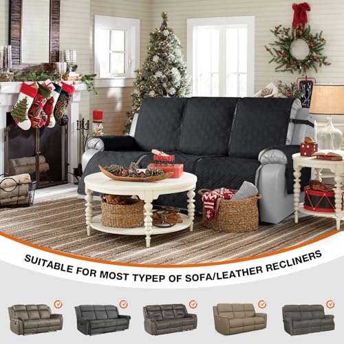 Waterproof Recliner Couch Covers Washable (Black / 3 Seater)