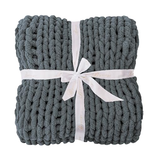 Chunky Knit Throw Blanket for Couch (Iron Gray / 40"x80" (Special Size Throw))