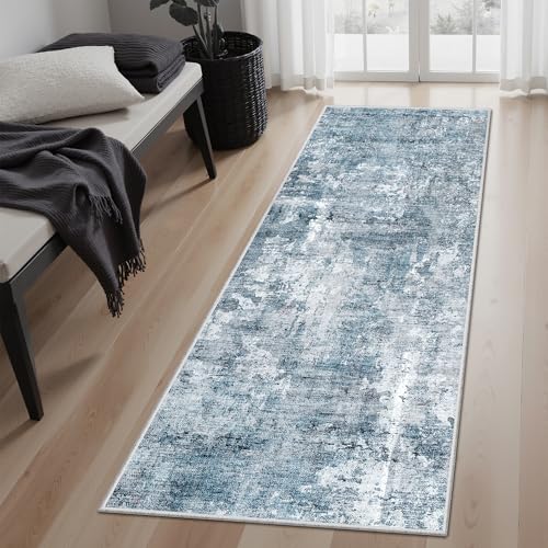 Abstratc Runner Rug 2x5 Washable Kitchen Entry Runners Blue (Blue/Grey / 2' x 5' (Runner))
