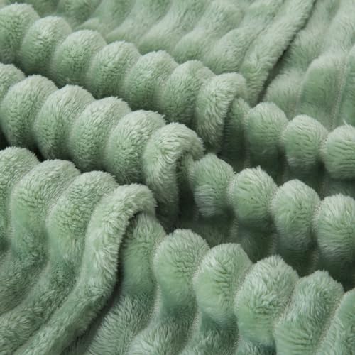 Sage Green Fleece Throw Blanket 108”×90” for Couch Sofa Livingroom (Sage Green / 108×90inch)