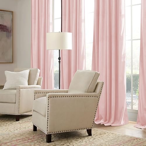 Baby Pink Velvet Curtains for Girls Bedroom Nursery 90 inches (Pink / 52"W x 90"L (Pack of 2))