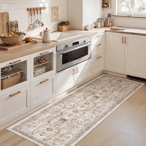 Washable Runner Rug 2x6 Runners for Hallways Non Slip (Brown/Gold / 2' x 6' (Runner))