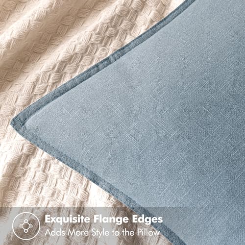 Decorative Linen Euro Sham Pillow Covers 28x28 Inch Blue Grey (Blue Grey / 28" x 28" (Pack of 2))