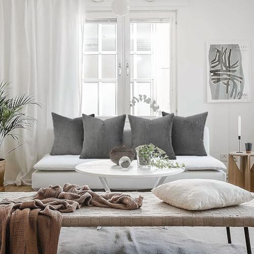 Dark Grey Throw Pillow Covers Set of 4 (Darkgrey / 20" x 20" (Pack of 4))