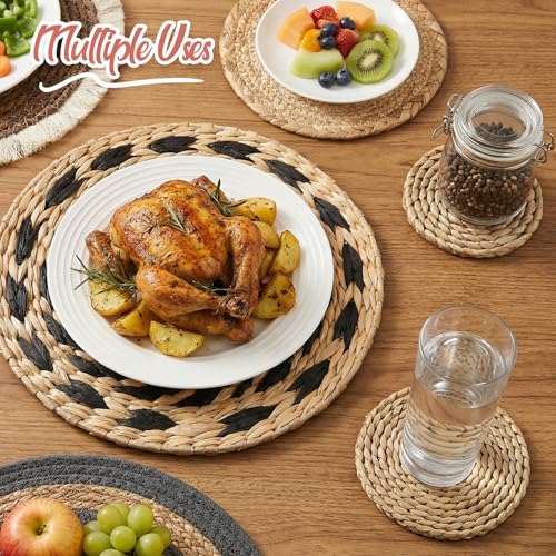 7 Pcs Boho Wall Basket Decor Decorative Hanging Woven Wall Basket Decor Round Farmhouse Hanging Baskets Handmade Woven Baskets Walls Decorative for Kitchen Rustic Home Summer Decorations