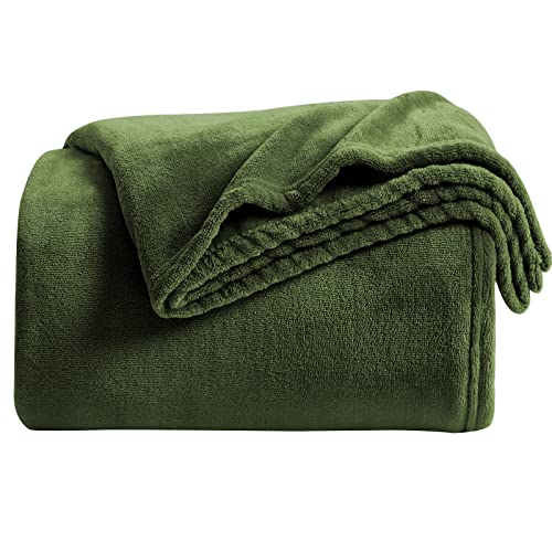 Super Soft Throw Blanket Premium Silky Flannel Fleece Twin Size Green Microfiber Lightweight Blanket All Season Use (Green / Twin(60"x80"))