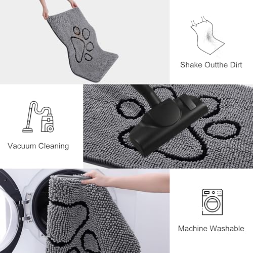 Dog Door Mat for Muddy Paws (48"X30" / Dark Grey and Black)