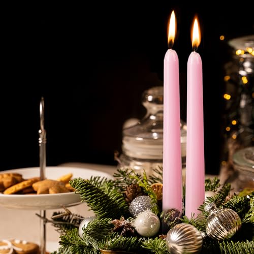 0.87×10 Inch Pink Taper Candles (Pink)