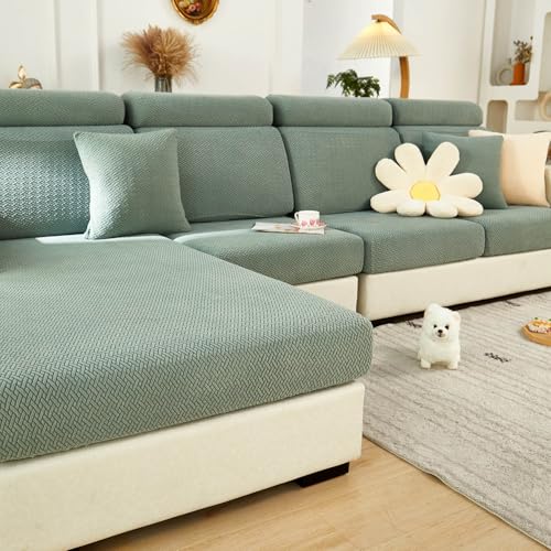 Sofa Covers Couch Covers for Sofa Pet Friendly Couch Cushion Covers Universal Sofa Covers Washable Stretch Slipcovers for Sectional Sofa (Texture Green / Extra Large Single Seat Cover)