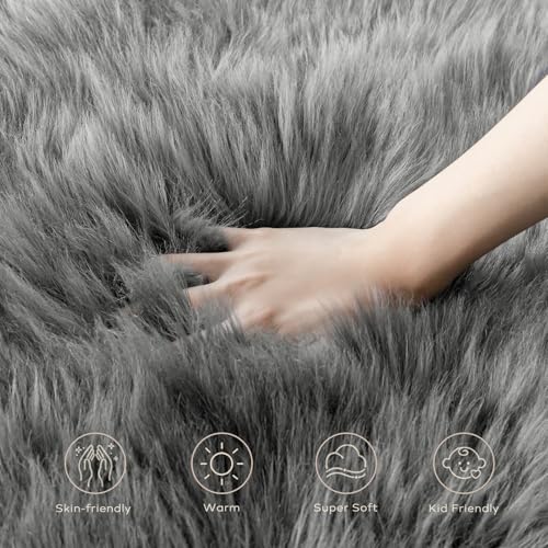 Ashler Faux Fur Rug (2' x 6' (Irregular) / C-dark Grey)