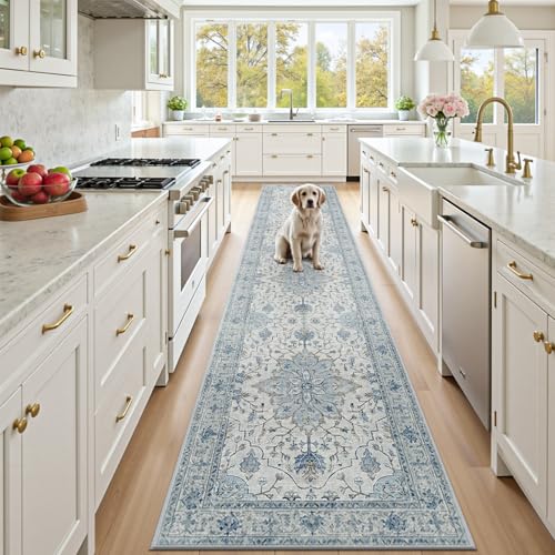 Washable Area Rug (Blue/White/Gray / 2'6" x 10' (Rectangular))