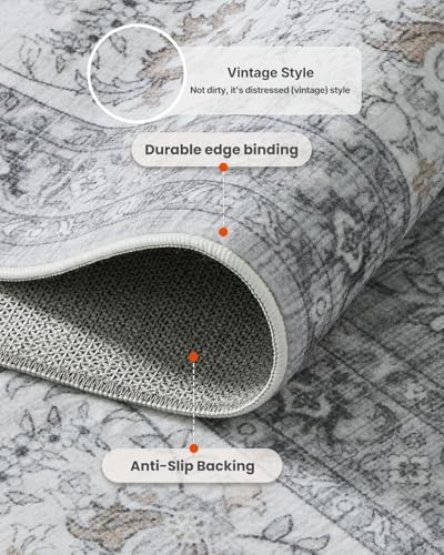 Amada Large 9x12 Washable Area Rug for Living Room (9' x 12' (Rectangular) / Silver/Gray)