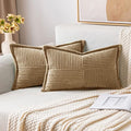 Decorative Lumbar Throw Pillow Covers 12x20 Inch Khaki 2 Pack (Khaki / 20" x 12" (Pack of 2))
