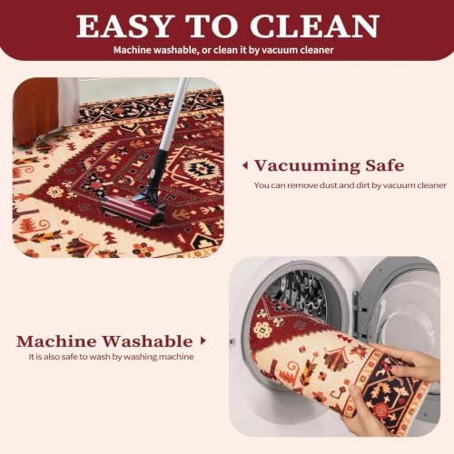 2x3 Washable Non Slip Boho Small Area Rug for Entryway (Red Black/Multi / 2' x 3' (Rectangular))