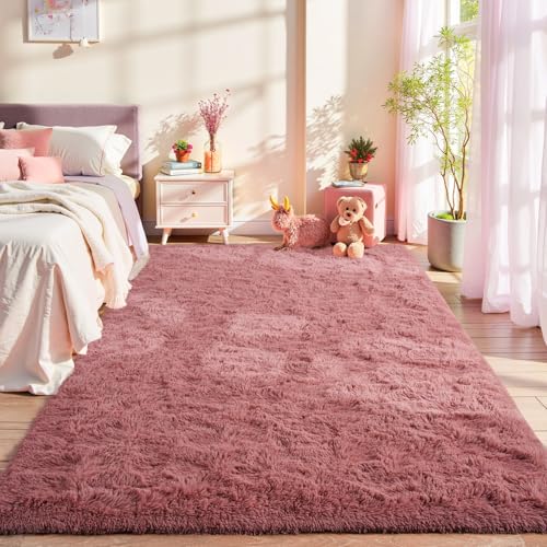 Area Rugs Fluffy Living Room Carpets for Kids Bedroom 3x5 (Blush / 3' x 5' (Rectangular))