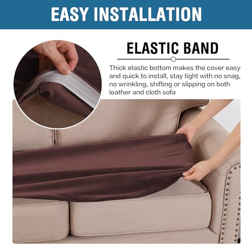 Velvet Stretch Individual Couch Cushion Cover Plush Slipcover for Loveseat Sofa Furniture Protector Seat Cover (Brown / 1 Cushion Loveseat)