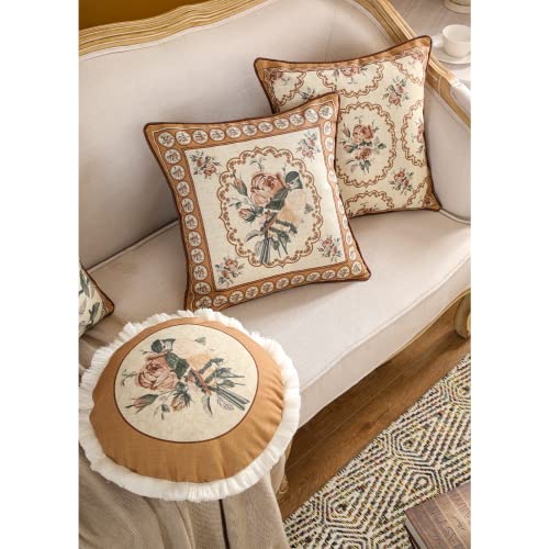 Vintage Linen Throw Pillow Cover (18" x 18" (Pack of 2) / Parkerestate C)