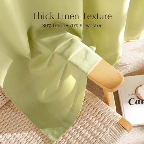 Fresh Green Linen Farmhouse Curtains 96 inches Long (Fresh Green / 55"W x 96"L (Pack of 2))