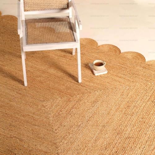 Scalloped Natural Jute Area Rug (Natural / 12' x 16' (Rectangular))