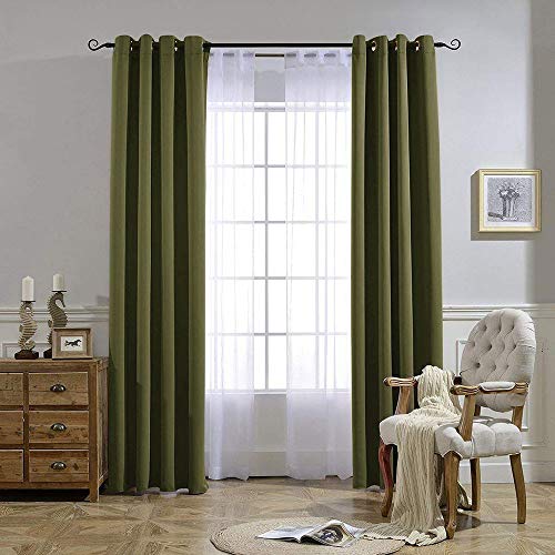 Blackout Curtains for Living Room (Olive / 52"W x 95"L (Pack of 2))