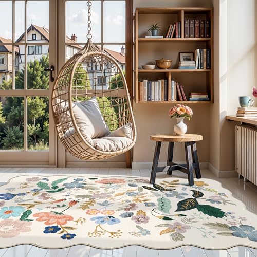 4x6 Living Room Area Rugs (4' x 6' (Rectangular) / Cream/Floral)