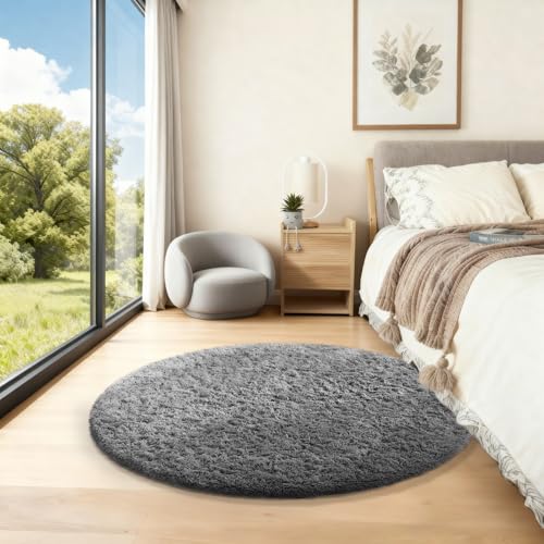 Round Rugs 3Ft Grey Circle Area Rug (1- Grey / 3' (Round))