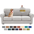 4 Piece Stretch Sofa Cover (71"-91"(3 Cushions) / Silver Grey)
