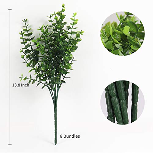 8Pcs Artificial Eucalyptus Fake Greenery Boxwood Stems Green Plants (Eucalyptus / 8 Pcs)