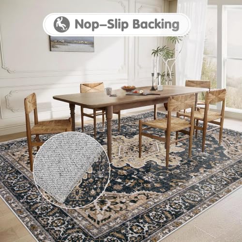 Area Rugs 6x9 Vintage Rug (Beige Black / 6' X 9' (Rectangular))