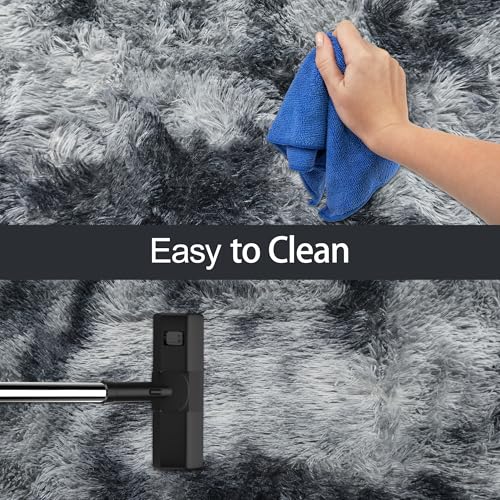Tie Dyed Dark Grey 2x8 Machine Washable Runner Rugs for Hallway Soft Fluffy Shaggy Bedside Rugs for Bedroom Living Room Indoor Floor Carpet for Kids Girls and Boys Nursery Rooms Home Decor Aesthetic (Tie-dyed Dark Grey / 2' x 8' (Runner))