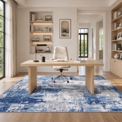Washable 10'x12' Abstract Area Rug for Living Room Blue Gray (Blue/Gray / 10' x 12' (Rectangular))