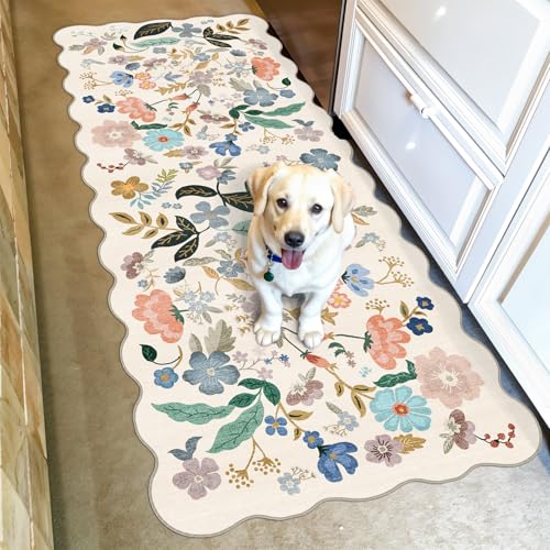 Hallway 2x5 Washable Runner Rug (2' x 5' (Rectangular) / Cream/Floral)