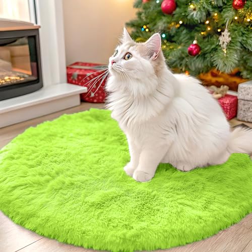Lime Green Round Rugs for Bedroom (2 Ft Round / Lime Green)
