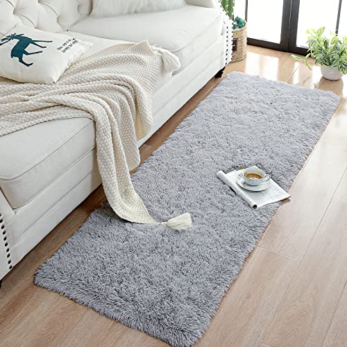Soft Area Rugs for Bedroom Living Room Plush Fluffy Rug 2x4 (Grey / 2' x 4' (Runner))
