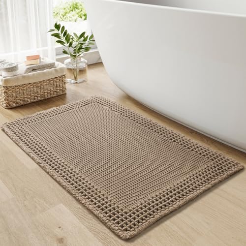 Waffle Bath Mat for Bathroom (Brown / 24" X 36")
