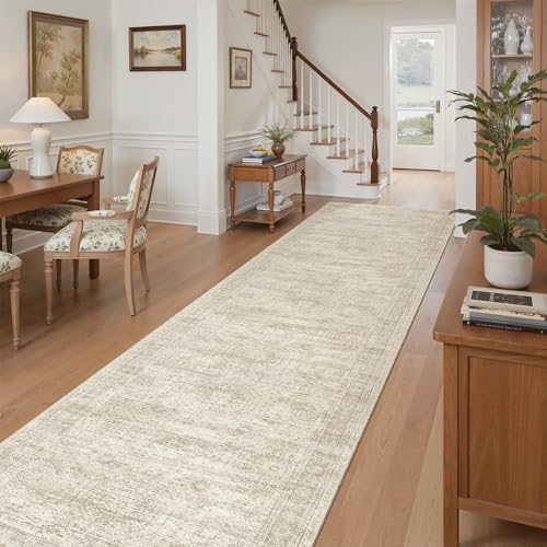 Washable 3x12 Hallway Runner Rug Non (Beige / 3' x 12' (Runner))