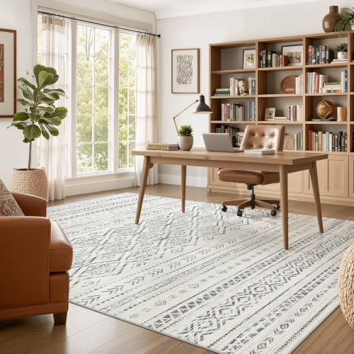 Boho 10x14 Area Rug Living Room Rugs Machine Washable Grey (B-grey / 10' X 14' (Rectangular))