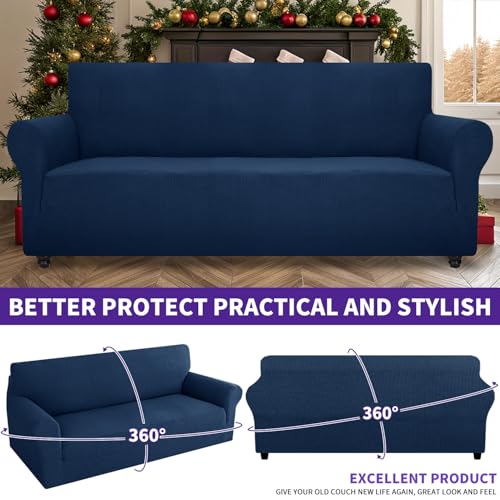 Super Stretch Couch Cover (Navy Blue / Large (72"-92"))