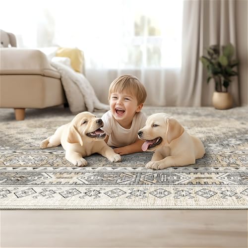 3x5 Washable Area Rug for Entryway Non Slip Kitchen Rugs (Beige / 3' x 5' (Rectangular))