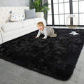 Super Soft Shaggy Rugs Fluffy Carpets (6' x 9' (Rectangular) / Black)