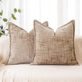 Chenille Throw Pillow Covers 18x18 Inch (Chenille-light Brown / 18" x 18" (Pack of 2))
