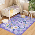 3x5 Area Rug Floral Washable Rug for Bedroom Non Slip (Purple / 3' x 5' (Rectangular))