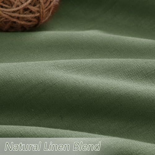 Olive Green 100% Blackout Curtains 108 Inch Length 2 Panels Set for Living Room Bedroom Back Tab Thermal Insulated Black Out Linen Drapes Room Darkening Window Curtains 52x108 (Olive Green / 52"W x 108"L (Pack of 2))