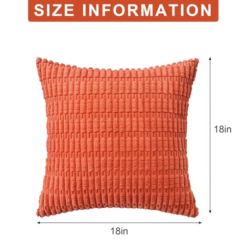 Pack of 2 Corduroy Decorative Throw Pillow Covers 18x18 Inch (Rust / 18" x 18" (Pack of 2))