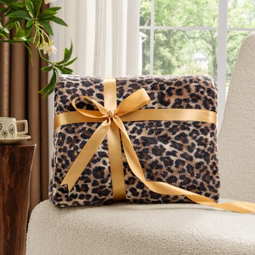 Fleece Blanket Soft Plush Twin Size Blanket Brown Leopard 60"x80" (Brown Leopard / Twin(60"x80"))