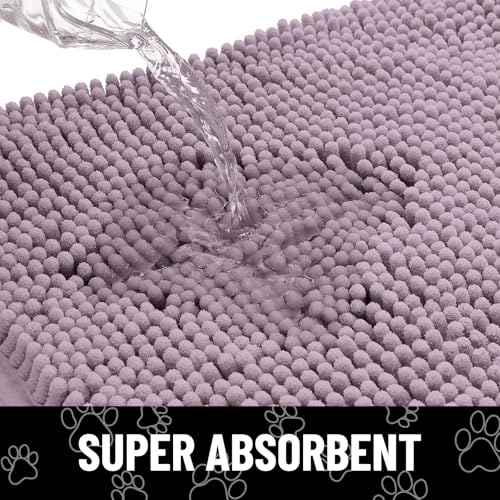 Dog Door Mat for Muddy Paws (40"X32" / Deep Plum and White)